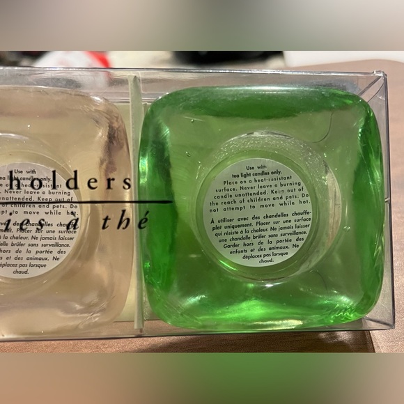 VTG Set of 3 Pier 1 Imports Glass Tea Light Holders Blue Pink Green NIB - Picture 5 of 11